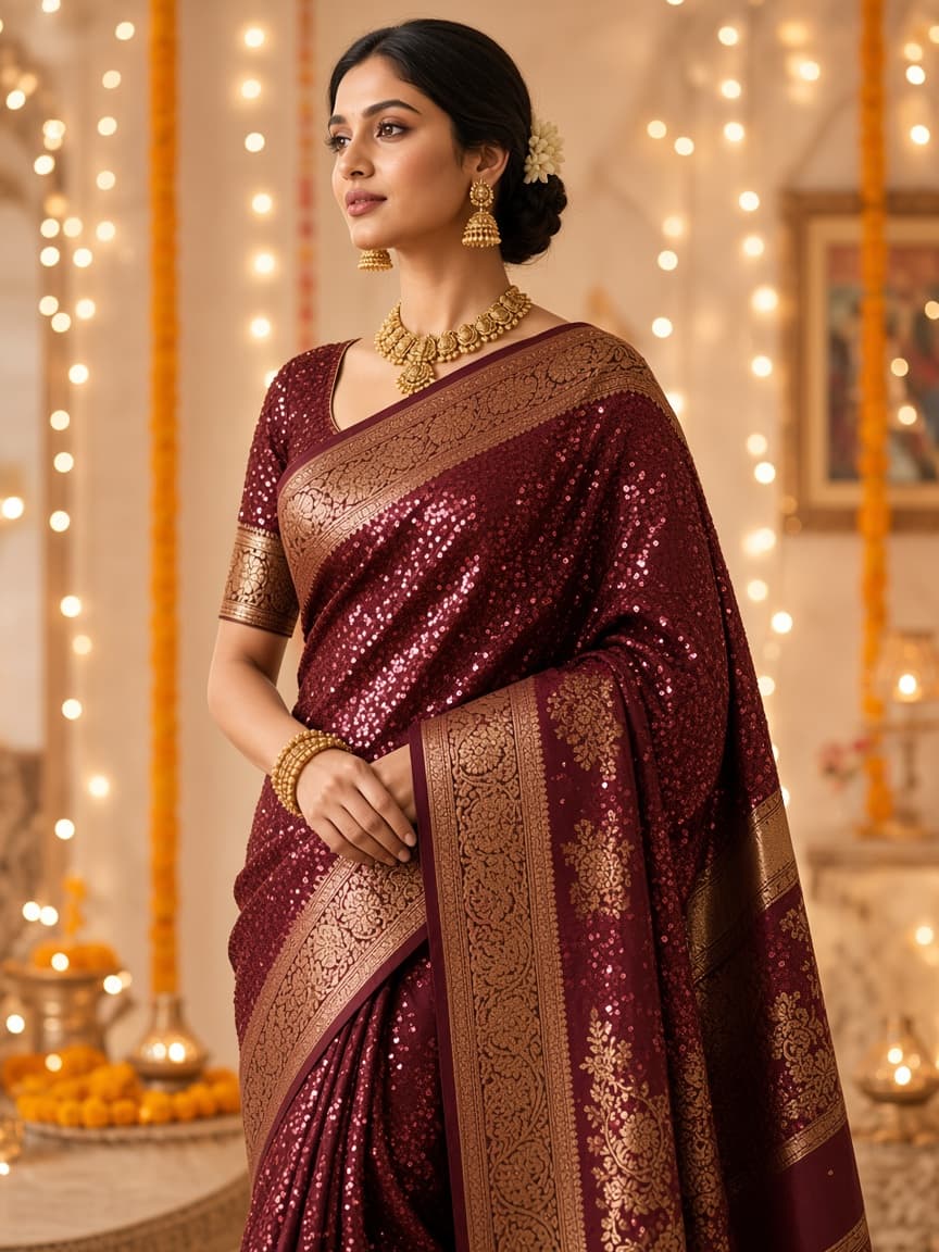 Georgette pre-drape worn by Aisha Khan