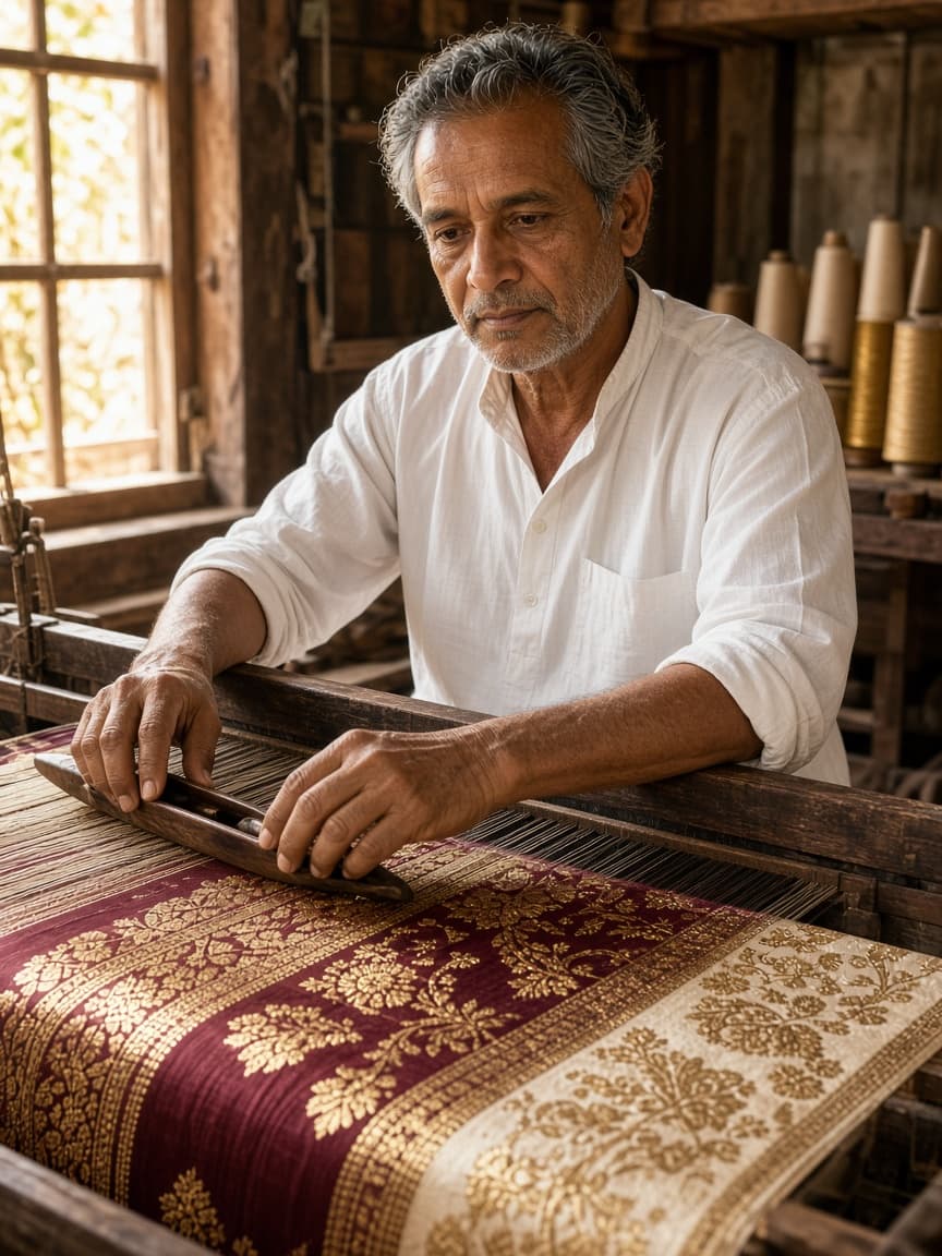 Artisan at the handloom, Surat Gujarat